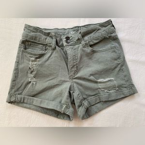 SO Sage Green Distressed Shorts Size 7